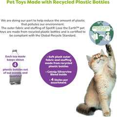 SPOT Love The Earth Butterfly Cat Toy - Eco Friendly Catnip Toy Made with Recycled Plastic Bottles, Soft, Plush, Bright Colored Classic Toy for Indoor Cats and Kittens - 4 inch, Assorted Colors