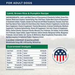 Natural Balance Health Protection Real Lamb Brown Rice & Pumpkin Dog 24 lb