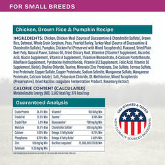 Natural Balance Health Protection Small Breed Dry Dog Food – Whole Body Health, Easy on Digestion Dog Food Made with Chicken, Brown Rice & Pumpkin for Dogs - 12lbs.