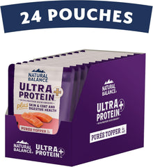 Natural Balance Ultra Protein Plus Wet Cat Food, Skin & Coat and Digestive Health Real Salmon With Pumpkin Puree Topper With Chicken Liver & Chicken Heart, High Protein Cat Food - 2.4 oz. (Pack of 6)