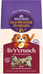 Wellness Old Mother Hubbard Classic Liv'R'Crunch Dog Biscuits, Natural Training Treats, Chicken Liver, Oats, Apple and Carrot Flavor, Mini Size, 20 oz Bag