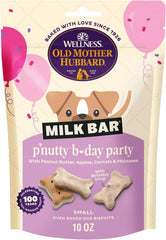 Wellness Old Mother Hubbard Milk Bar P'Nutty B-Day Party Dog Biscuits, Natural Treats, Peanut Butter Flavor with Birthday Icing, 10 oz Bag