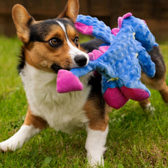 goDog Bubble Plush Dragons Squeaky Dog Toy, Chew Guard Technology - Periwinkle