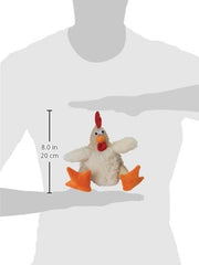 goDog Checkers Fat Rooster Squeaky Plush Dog Toy, Chew Guard Technology - White
