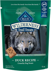 Blue Buffalo Wilderness Trail Treats High Protein Grain Free Dog Biscuits Crunchy Dog Treats, Duck Recipe