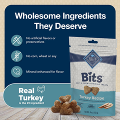 Blue Buffalo Bits Soft Dog Treats for Training, Made With Natural Ingredients & Enhanced with DHA, Turkey Recipe
