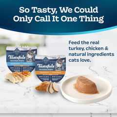 Blue Buffalo Tastefuls Spoonless Singles Variety Pack, Wet Cat Food Paté, 2.6-oz. Twin-Pack Trays, Chicken & Turkey Entreé