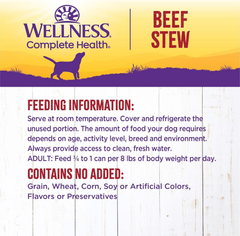 Wellness Complete Health Thick & Chunky Natural Grain Free Canned Wet Dog Food, Beef Stew