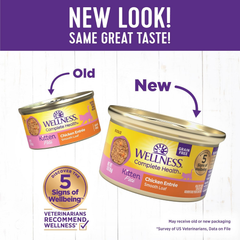 Wellness Complete Health Pate Kitten Wet Cat Food, Natural, Protein-Rich, Grain Free
