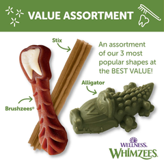 Whimzees Wellness Variety Pack Dog Dental Treats, Natural Chews, Medium Size