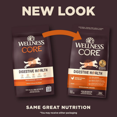 Wellness CORE Digestive Health Dry Dog Food with Wholesome Grains, Highly Digestible, for Dogs with Sensitive Stomachs, Made in USA with Real Chicken