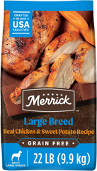Merrick Grain Free Premium Large Breed Dry Dog Food, Wholesome and Natural Kibble, Chicken and Sweet Potato