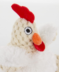 goDog Checkers Just For Me Fat Rooster Squeaky Plush Dog Toy, Chew Guard Technology - White