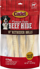 Cadet Premium Grade Beef Hide, Long-Lasting Rawhide Rolls, Single-Ingredient Dog Chews for Large Breeds