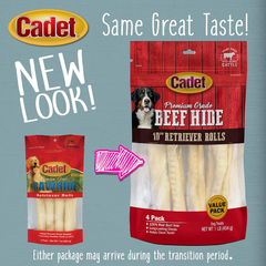 Cadet Premium Grade Beef Hide, Long-Lasting Rawhide Rolls, Single-Ingredient Dog Chews for Large Breeds