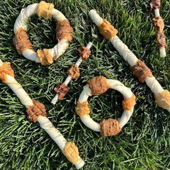 Cadet Gourmet Triple-Flavored Beef Hide Shish Kabob Dog Treats - Healthy & Natural Chicken, Duck, & Sweet Potato Dog Treats, 5 in.