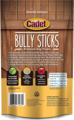 Cadet Bully Sticks for Small Dogs – All-Natural Beef Pizzle, High Protein, Low Fat, Long-Lasting, Grain & Rawhide-Free Dog Chews for Aggressive Chewers, Small