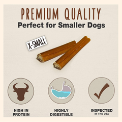 Cadet Bully Sticks for Extra-Small Dogs, All-Natural Beef Pizzle, Rawhide-Free Long-Lasting Dog Chews for Aggressive Chewers