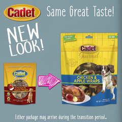 Cadet Gourmet Chicken & Apple Wrapped Dog Treats Wraps - Healthy & Natural Chicken & Apple Dog Training Treats for Small & Large Dogs - Inspected & Tested in USA