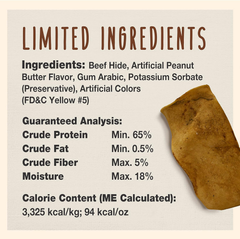Cadet Premium Grade Beef Hide for Dogs, Long-Lasting Rawhide Chips, Single Ingredient Dog Chews, Peanut Butter Flavor