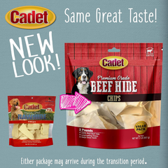 Cadet Premium Grade Beef Hide for Dogs, Rawhide Long Lasting Dog Chews, Chips, Curls & Rolls for Small/Medium/Large Dogs