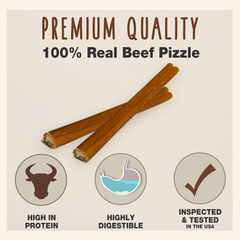 Cadet Bully Sticks for Small Dogs – All-Natural Beef Pizzle, High Protein, Low Fat, Long-Lasting, Grain & Rawhide-Free Dog Chews for Aggressive Chewers, Small