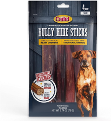 Cadet Bully Hide Sticks for Small Dogs, All-Natural Beef Pizzle, Limited-Ingredient Long-Lasting Dog Chews for Aggressive Chewers