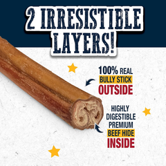 Cadet Bully Hide Sticks for Small Dogs, All-Natural Beef Pizzle, Limited-Ingredient Long-Lasting Dog Chews for Aggressive Chewers