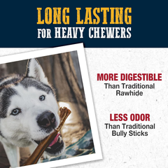 Cadet Bully Hide Sticks for Large Dogs, All-Natural Beef Pizzle, Limited-Ingredient Long-Lasting Dog Chews for Aggressive Chewers