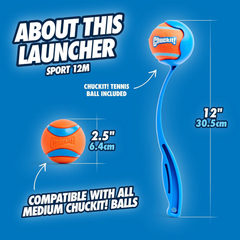 Chuckit! Dog Ball Launcher - Sport, Dog Fetch Ball Thrower, For Dogs 20-60 Pounds, Made in USA