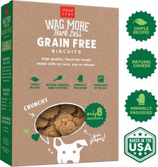 Cloud Star Wag More Bark Less - Dog Treats - Crunchy Biscuits - Grain Free Chicken & Sweet Potato