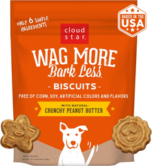 Cloud Star Wag More Bark Less Oats & Grains Crunchy Dog Treats, Peanut Butter