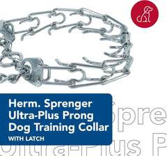 Herm Sprenger - Ultra-Plus Prong Dog Training Collar with Latch - Chrome - 3.8mm x 22" Neck Size