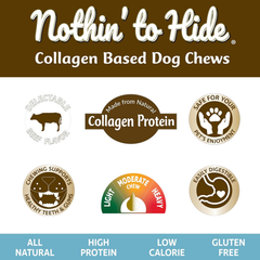 Nothin' to Hide Collagen-Based Dog Chews Large Braided Stix, Beef Flavor, Easily Digestible, Supports Skin, Coat, Joints & Muscles, for Moderate Chewers Under 50lbs