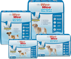 Four Paws Wee-Wee Super Absorbent Disposable Adjustable Dog Potty Training Male Wraps Diapers, Leak-Proof Protection for Puppies and Small Dogs