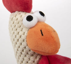 goDog Checkers Skinny Rooster Squeaky Plush Dog Toy, Chew Guard Technology - Brown