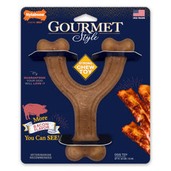 Nylabone Gourmet Style Wishbone Strong Chew Toy for Dogs, Bacon Flavor