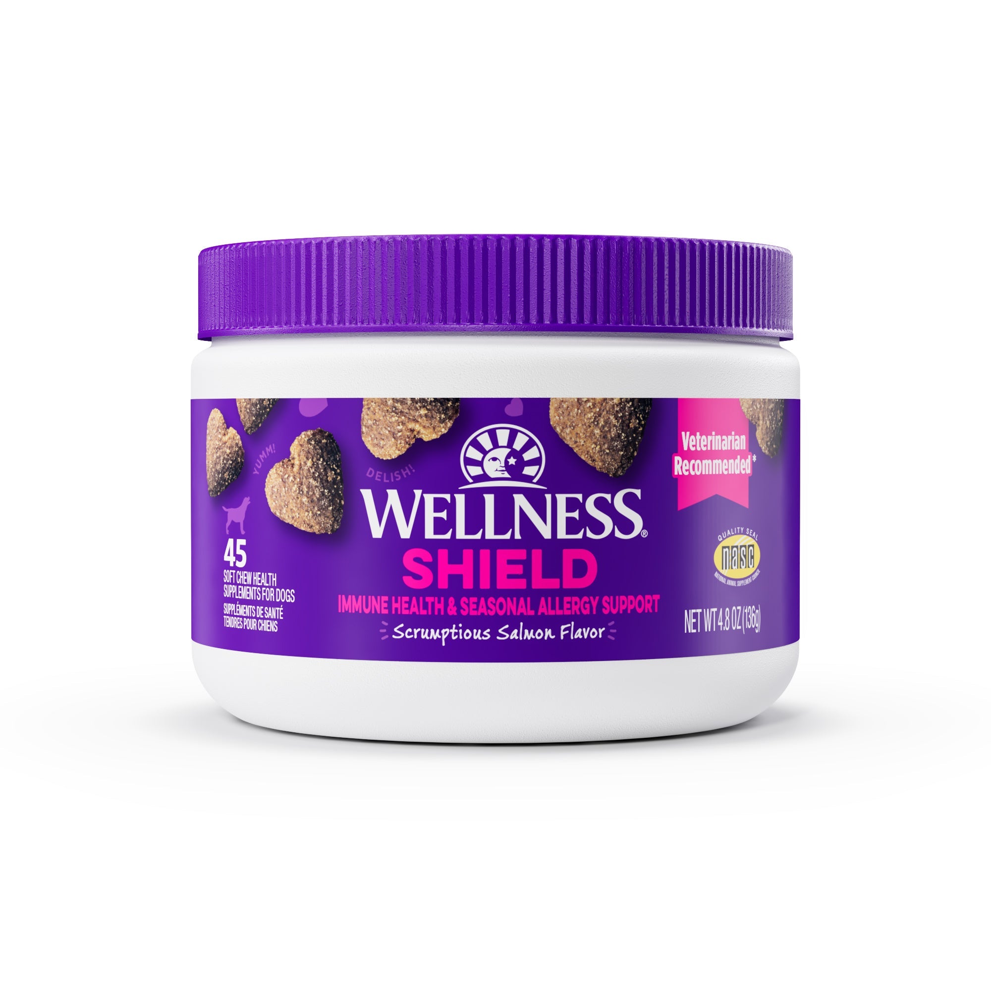Wellness Salmon Flavored Soft Chew Immune & Allergy Supplements for Dogs, 45 count