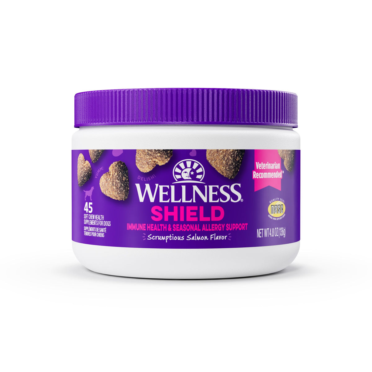 Wellness Salmon Flavored Soft Chew Immune & Allergy Supplements for Dogs, 45 count
