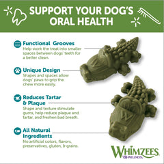 Wellness WHIMZEES Alligator Dog Dental Treats, Natural Chews, Small Size