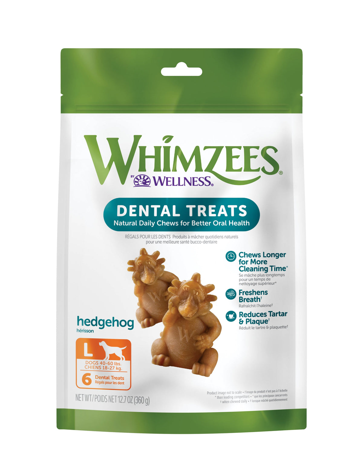 WHIMZEES by Wellness Hedgehog Natural Grain Free Dental Chews for Dogs, Large Breed, 6 count