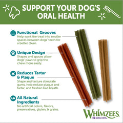 Whimzees Wellness Stix Dog Dental Treats, Natural Chews, Large Size Stick