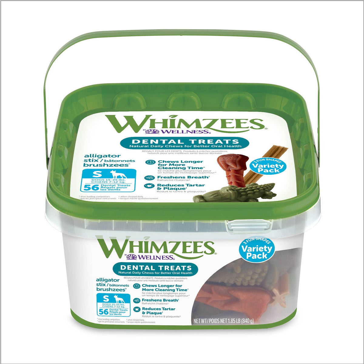 WHIMZEES by Wellness Variety Box Natural Grain Free Dental Chews for Dogs, Small Breed, 56 count