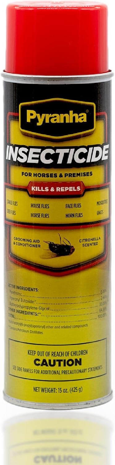 PYRANHA Insecticide Aerosol Fly Spray for Horses – 15 oz