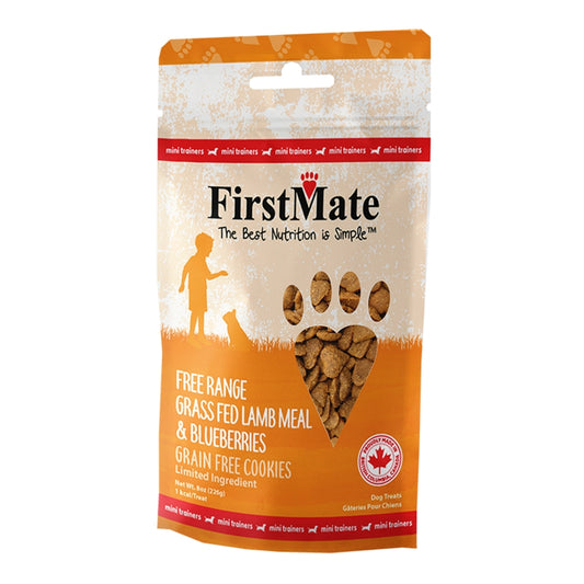 FirstMate Grain-Free Mini Lamb & Blueberry Dog Treats – Biscuit Style (8oz Bag)