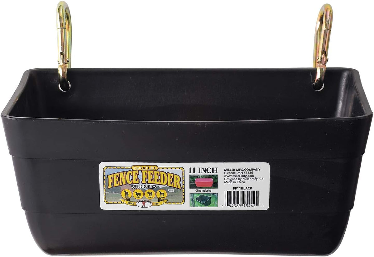 Little Giant® 11" Fence Feeder with Clips – Durable Plastic Feed Trough for Livestock