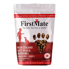 FirstMate Grain-Free Mini Beef & Blueberry Dog Treats – Biscuit Style (8oz Bag)