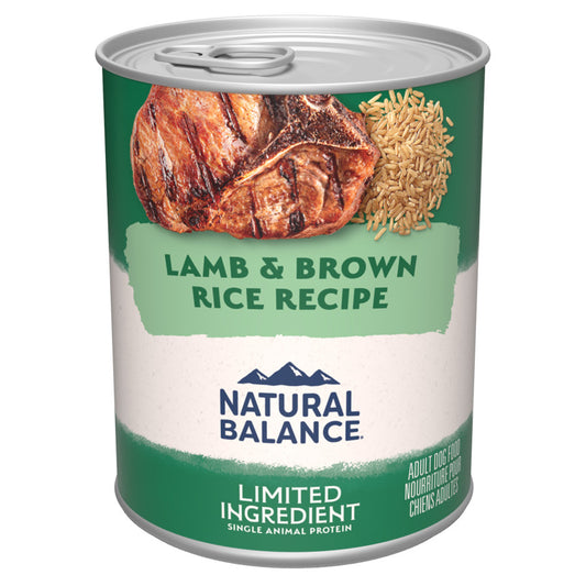 Natural Balance Pet Foods Limited Ingredient Canned Dog Food Lamb & Brown Rice, 12ea/13 oz