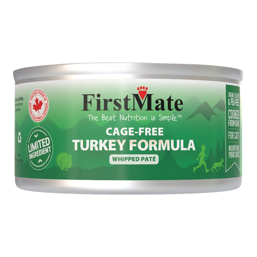 FirstMate Grain-Free Cage-Free Turkey Wet Cat Food (Pâté) – 5.5 oz Cans (24 Pack Case)