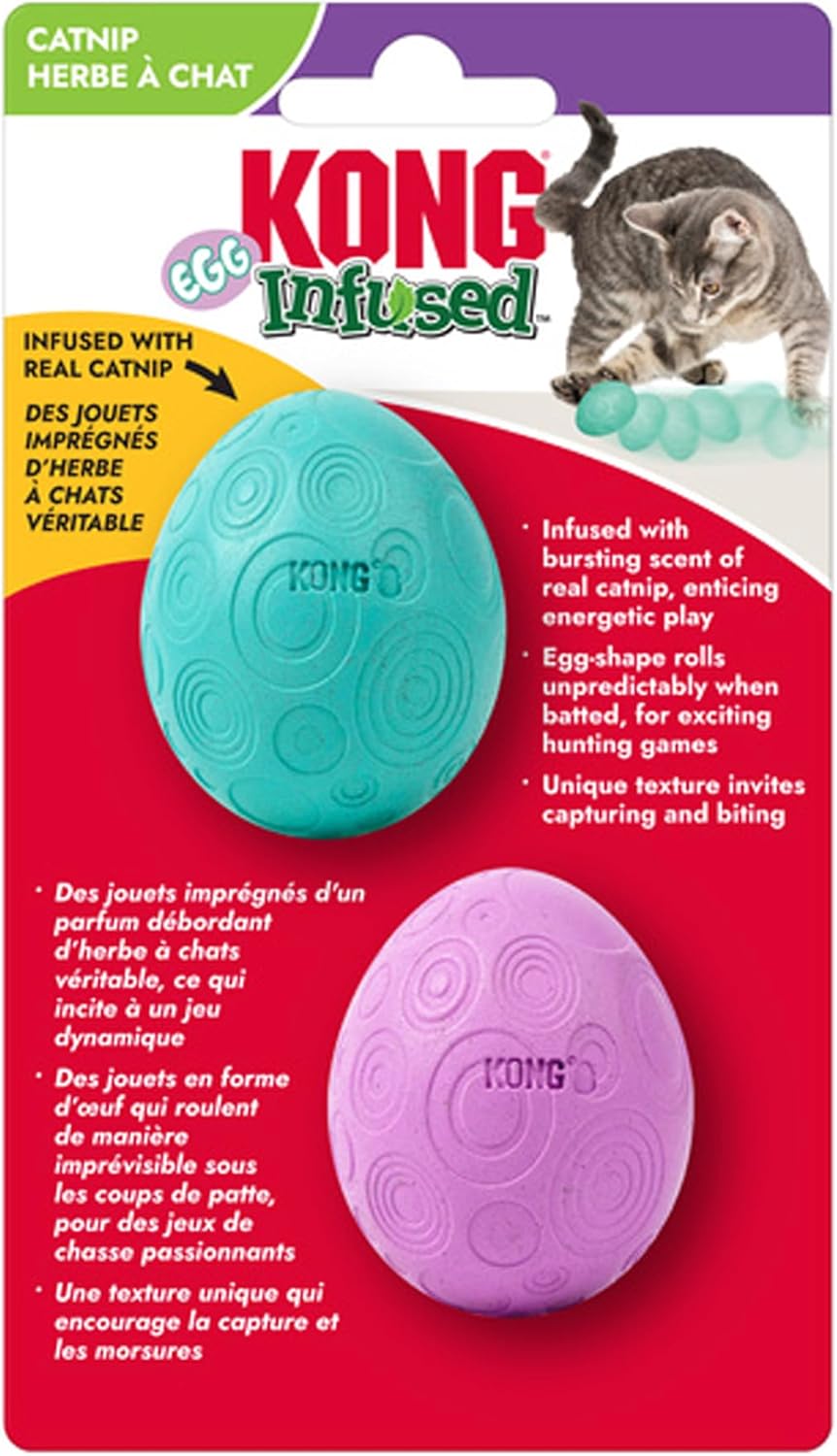 KONG Infused Catnip Egg Cat Toy – Catnip-Infused Interactive Cat Toys (2 Pack)